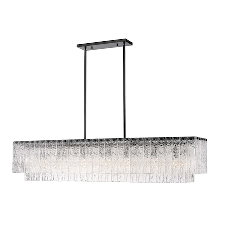 Z-Lite Glacier Linear Chandelier, 7-Light, 11.75 In.W x 53.5 In.L x 11.5 In.H, Matte Black/Clear 1943-53L-MB